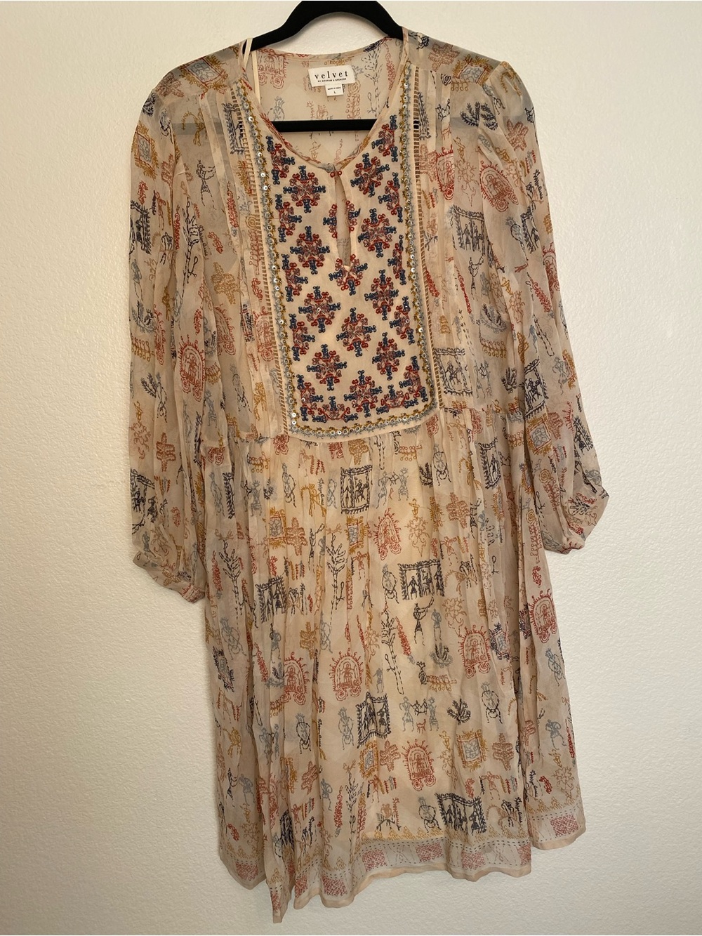 ✨ Velvet by Graham & Spencer Anthropologie Embroidered Boho Dress – Size L ✨ - Picture 2 of 13